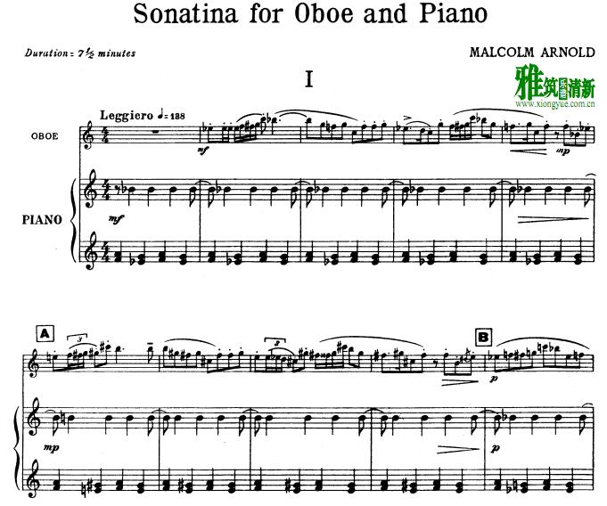 Arnold - Sonatina for Oboe and Piano 双簧管钢琴伴奏谱