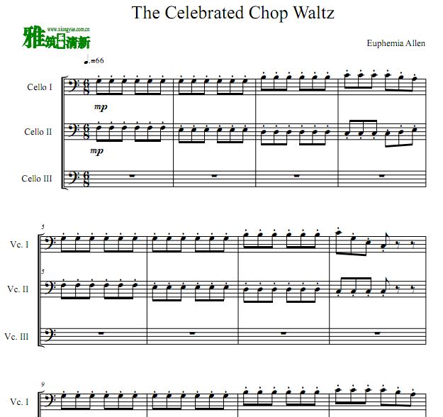 筷子华尔兹 Celebrated Chop Waltz大提琴三重奏谱