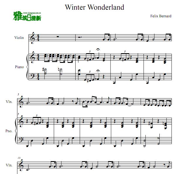 Winter Wonderland 小提琴谱 钢琴伴奏谱