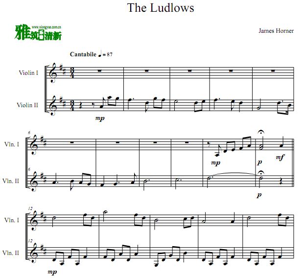 The Ludlows 燃情岁月小提琴二重奏谱