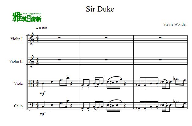 杜克爵士 Sir Duke 弦乐四重奏谱