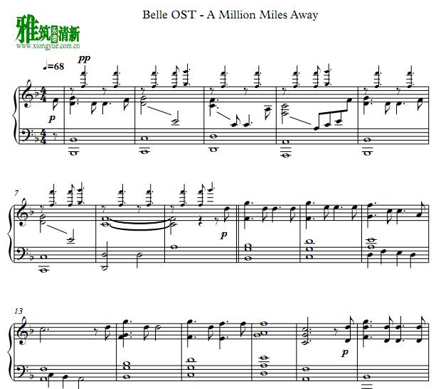 Belle OST - A Million Miles Away钢琴谱