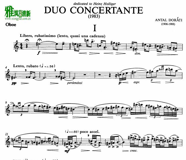 Antal Dorati Duo Concertante 双簧管协奏曲 双簧管谱
