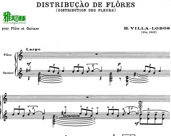 Villa-Lobos - Distribuicao de flores长笛吉他二重奏谱
