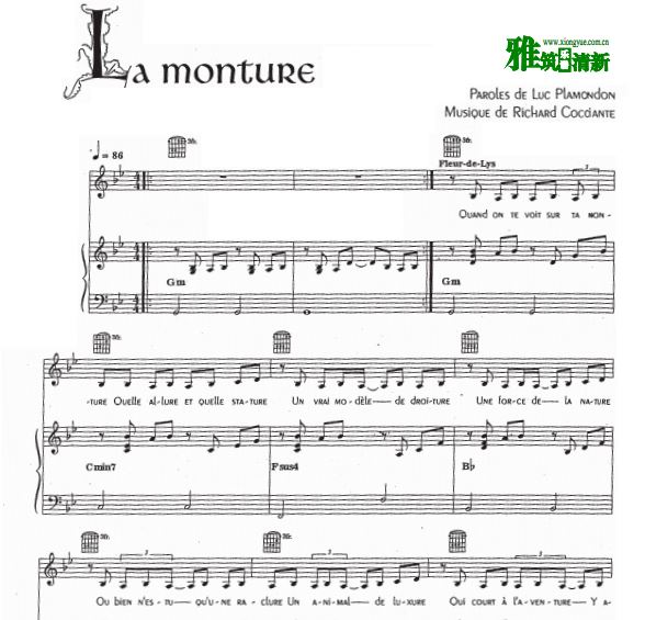 巴黎圣母院 La monture 坐骑钢琴伴奏谱 声乐谱