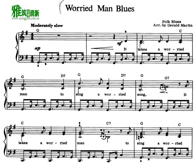 Gerald Martin - Worried Man Blues钢琴谱