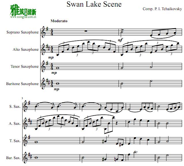 柴可夫斯基 天鹅湖场景萨克斯四重奏谱 Scene From Swan Lake 