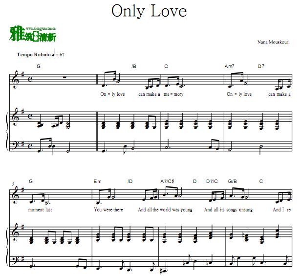 Nana Mouskouri - Only Love歌谱 钢琴谱