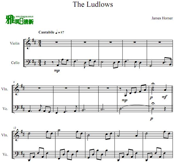 The Ludlows - 燃情岁月小提琴大提琴 弦乐二重奏谱
