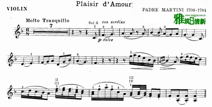 马尔蒂尼 爱情的喜悦 Plaisir d'amour 小提琴谱