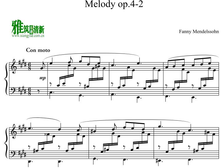 Fanny Hensel - Melodie op. 4 no. 2 钢琴谱