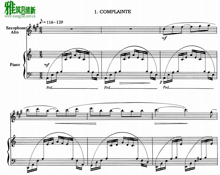 Andre Waignein - Deux Mouvements萨克斯钢琴伴奏谱