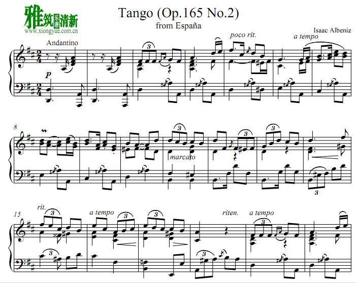 阿尔贝尼兹 Albeniz 探戈舞曲 tango Op 165 No 2钢琴谱