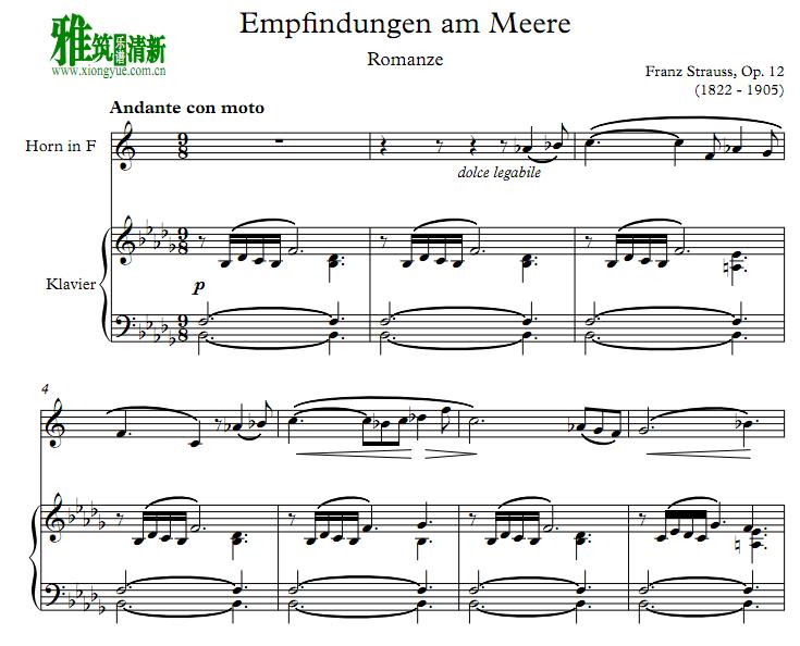 施特劳斯 Strauss - Empfindungen am Meere Op. 12圆号钢琴伴奏谱
