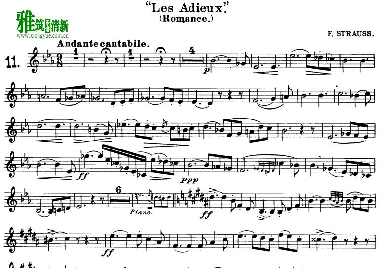 施特劳斯 Les Adieux (Romance)圆号谱