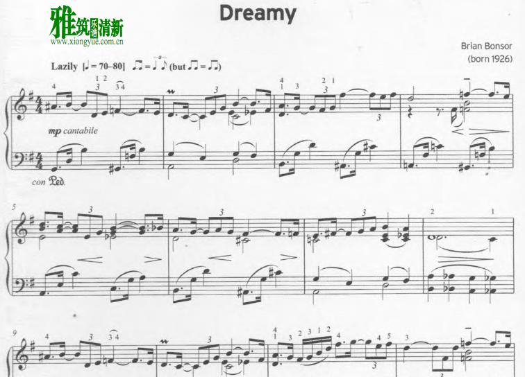 Brian Bonsor - Dreamy钢琴谱