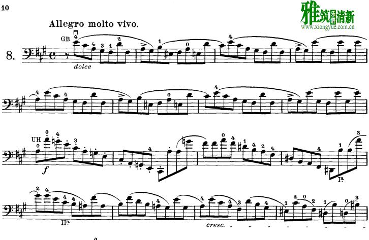 弗朗肖姆 大提琴练习曲 Op.35 No.8大提琴谱