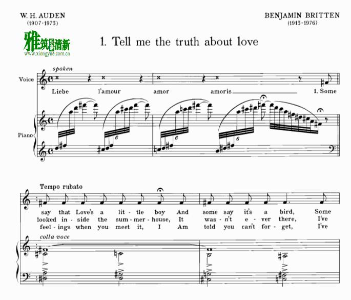 benjamin britten 布里顿 - cabaret-songs四首卡巴莱歌曲钢琴伴奏谱