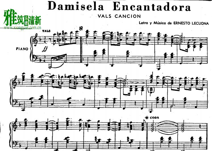 Ernesto Lecuona - 迷人的姑娘钢琴谱