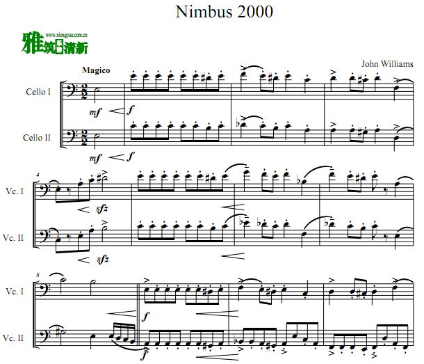 哈利波特 Nimbus 2000 大提琴二重奏谱