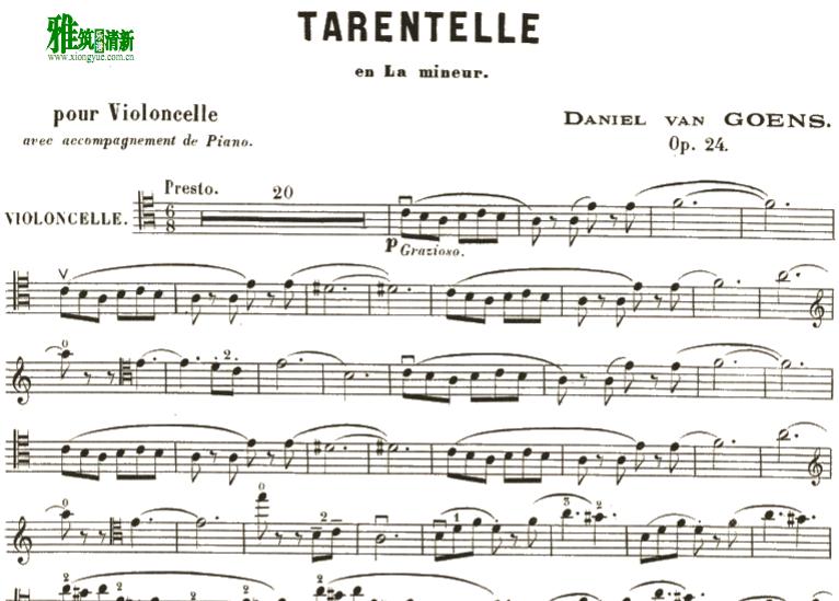 Goens - Tarentelle No.1, Op.24  大提琴谱