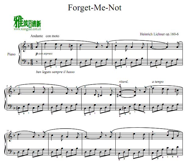 Heinrich Lichner - Forget Me Not钢琴谱