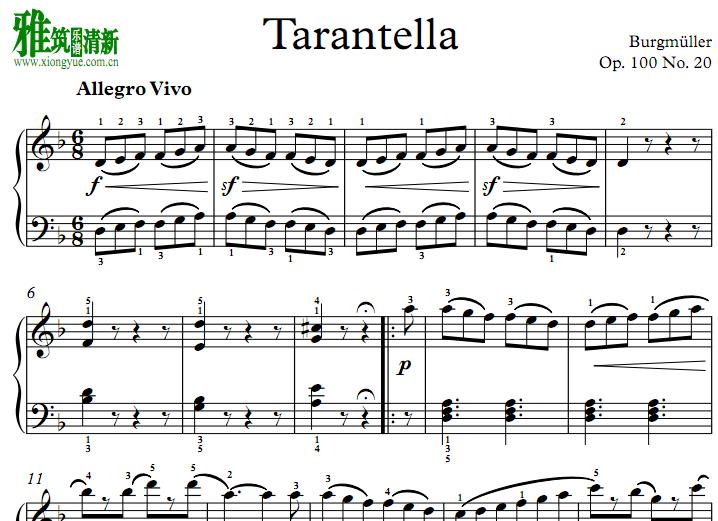 布格缪勒 塔兰泰拉 - Burgmulle Tarantella钢琴谱