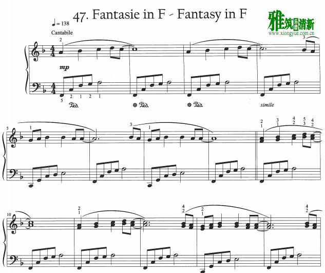 Manfred Schmitz F大调幻想曲 Fantasy in F钢琴谱