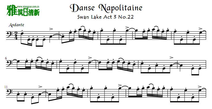 天鹅湖 Danse napolitaine大提琴谱