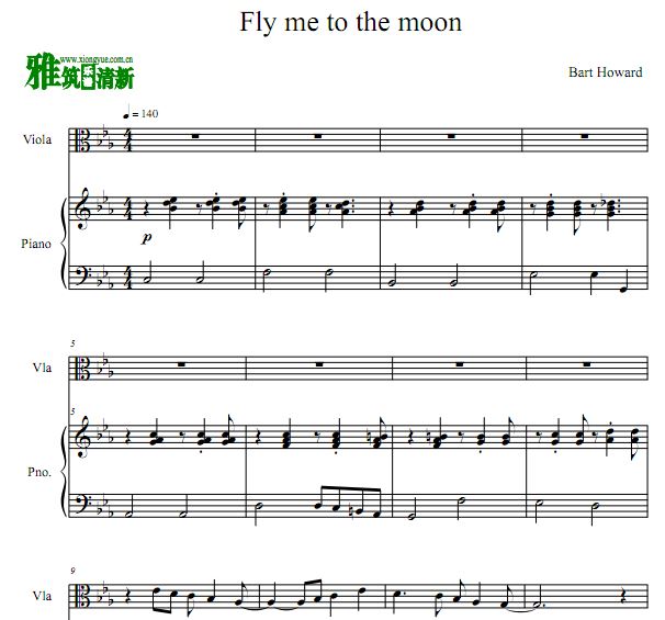 Fly Me To The Moon中提琴钢琴合奏谱  In Other Words中提琴钢琴谱