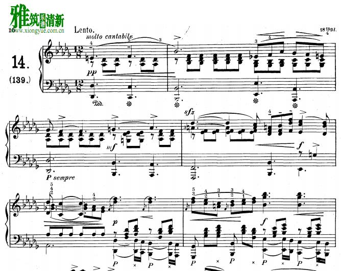Zdenek Fibich Lento op.41 no.139钢琴谱