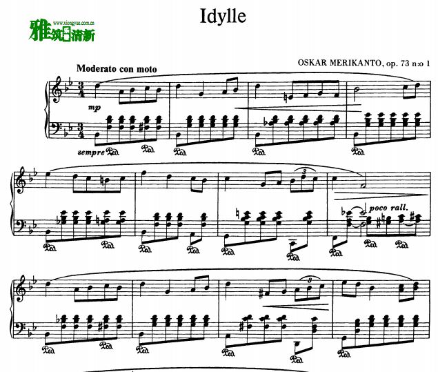 梅利康托 牧歌 Op.73 No.1钢琴谱