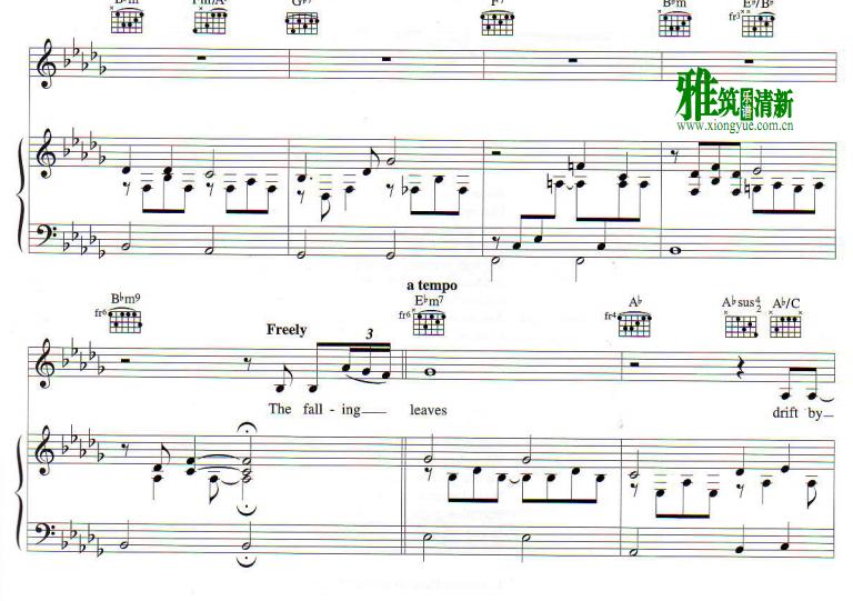 Eva Cassidy - Autumn Leaves钢琴伴奏谱