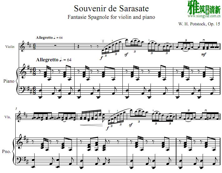 Souvenir de Sarasate 小提琴钢琴伴奏谱