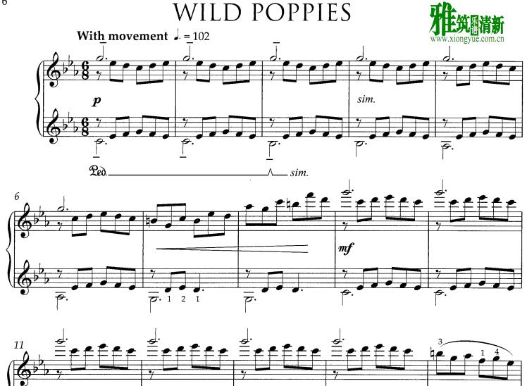 Pam Wedgwood - Wild Poppies钢琴谱