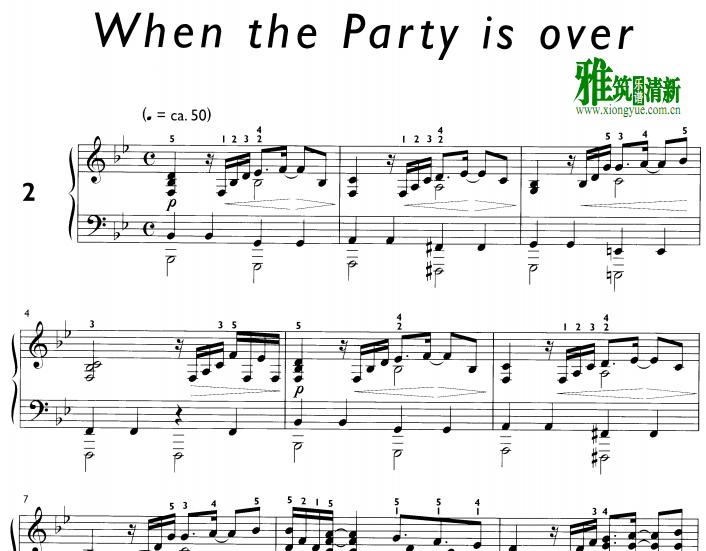 daniel hellbach - when the party is over钢琴谱