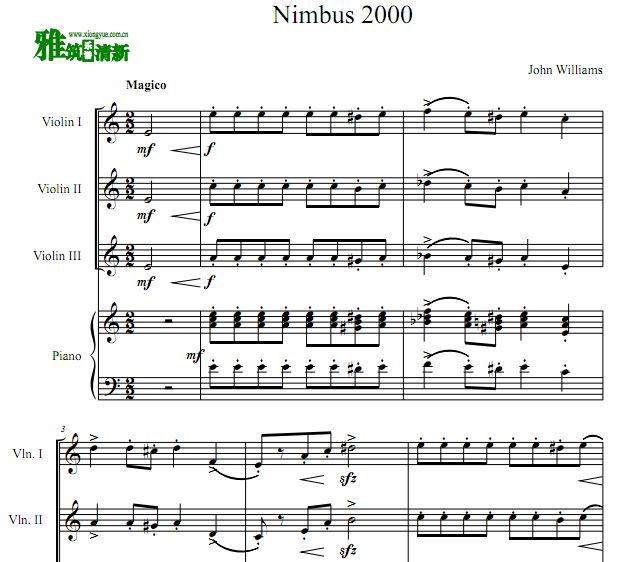 哈利波特 Nimbus 2000小提钢琴四重奏谱