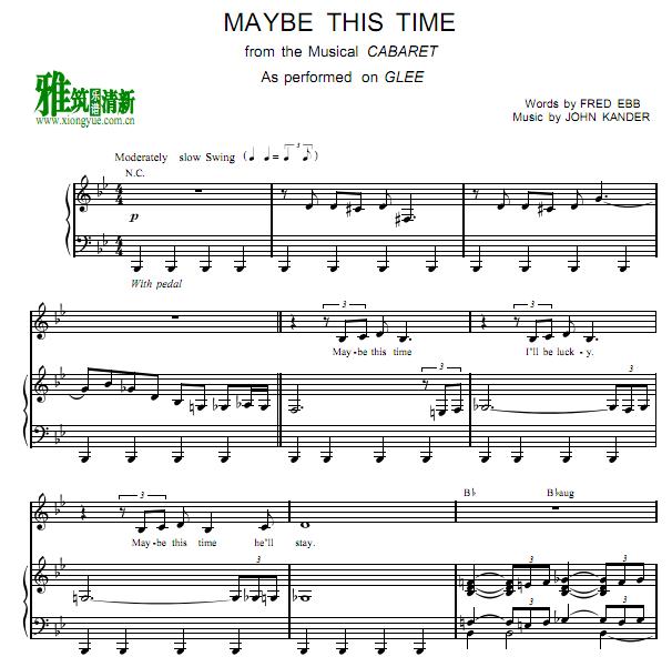 GLEE - Maybe This Time钢琴伴奏谱