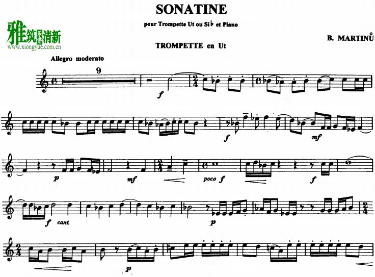 马尔蒂努 小奏鸣曲 martinu sonatina 小号谱
