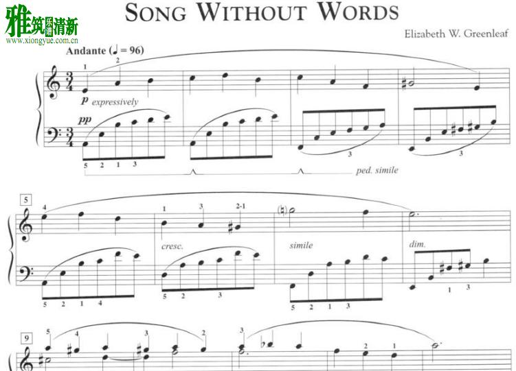Elizabeth Greenleaf - Song Without Words钢琴谱