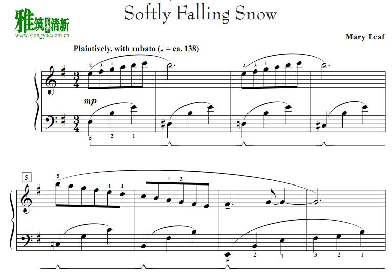 Mary Leaf - softly falling snow钢琴谱