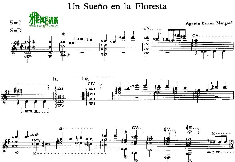 巴里奥斯 - 森林之梦吉他谱 barrios - un sueno en la floresta