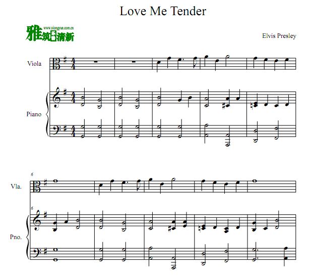 Love Me Tender 中提琴钢琴谱