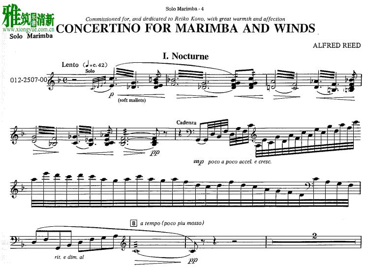 Reed Alfred - Concertino for Marimba and Winds马林巴谱