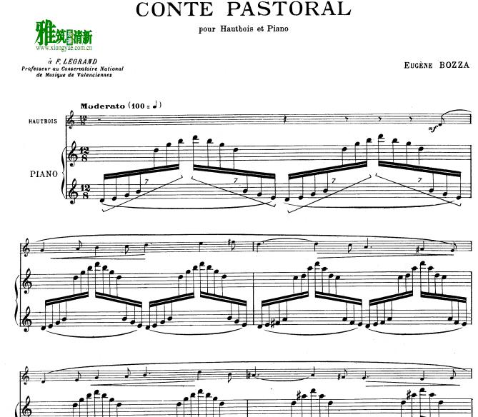 Eugene Bozza 尤金·博扎 Conte Pastoral 双簧管钢琴伴奏谱