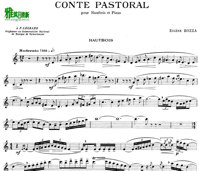 Eugene Bozza 尤金·博扎 Conte Pastoral 双簧管谱