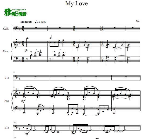 暮光之城3 My Love 大提琴钢琴谱
