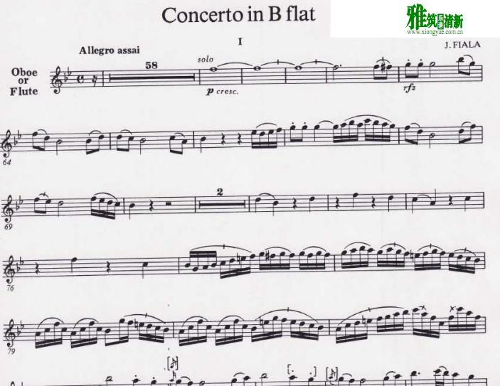 约瑟夫 弗阿拉 Josef FIALA - Oboe Concerto in B Major 双簧管谱