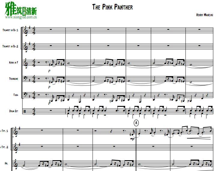 粉红豹 pink panther 铜管五重奏谱