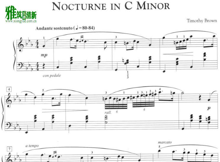 Timothy Brown - Nocturne in C Minor钢琴谱